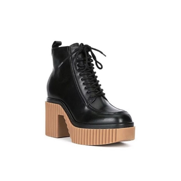 Gianni Bini Haislee Lace-Up Block Heel Leather Platform Sz 8.5 - Picture 1 of 6